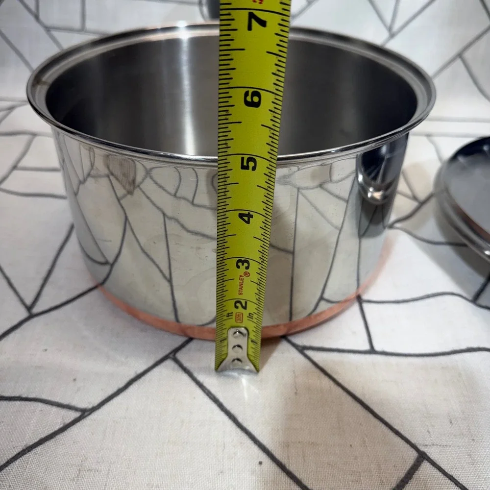 Revere Ware Saucepan 4 Qt Silver Copper Clad Bottom Pot with Lid Vintage USA